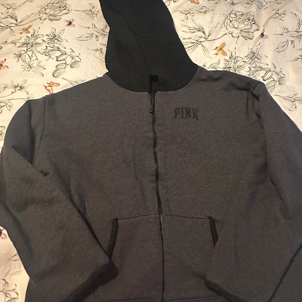 Pink Victoria’s Secret Reversible Sherpa Hoodie